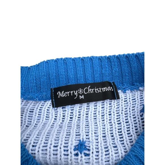 Merry Christmas Ugly Sweater Size M Flossing Santa Blue Holiday - Picture 2 of 4